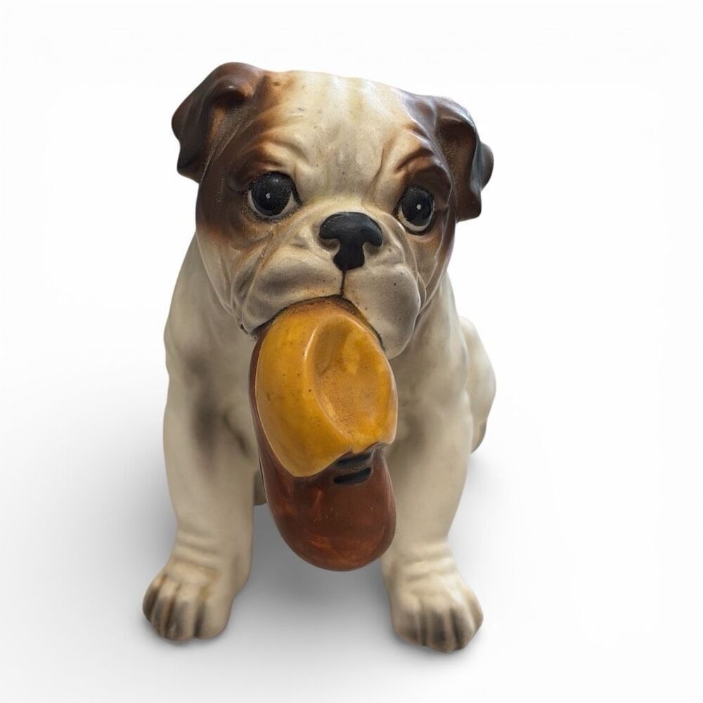 Vintage Bulldog with Shoe  Josef Original Rare Dog Slipper Boot Ceramic Puppy
